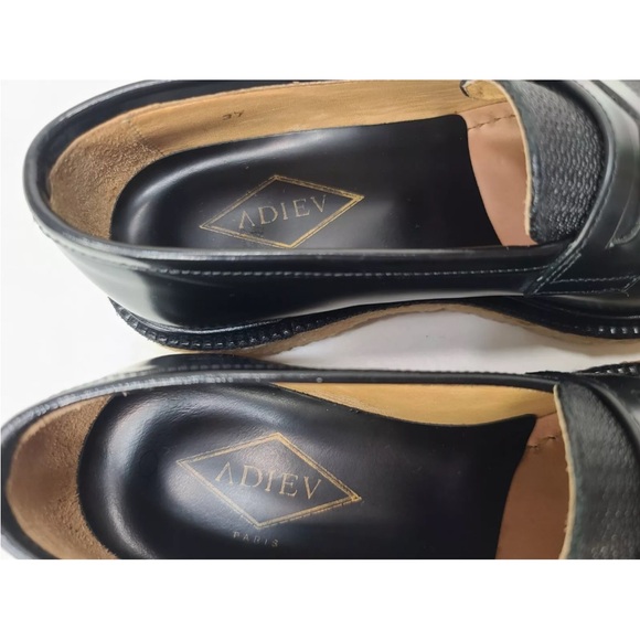 ADIEU PARIS Womens Black Leather Type 5 Penny Loafers Size EU37/ 7 US - Picture 10 of 12